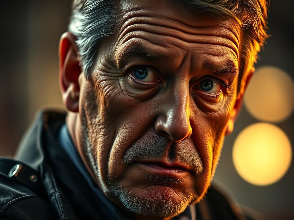 A close-up, dynamic portrait of Montreal Canadiens head coach Martin St. Louis, gazing intently with a thoughtful expression as he contemplates his approach to integrating new forward Texier into the team's lineup. The lighting is dramatic, casting warm, golden tones across St. Louis' weathered face, emphasizing his intense focus. The background is blurred, placing the viewer's attention squarely on the coach's pensive demeanor, capturing the nuance and complexity of his perspective on this important personnel decision.